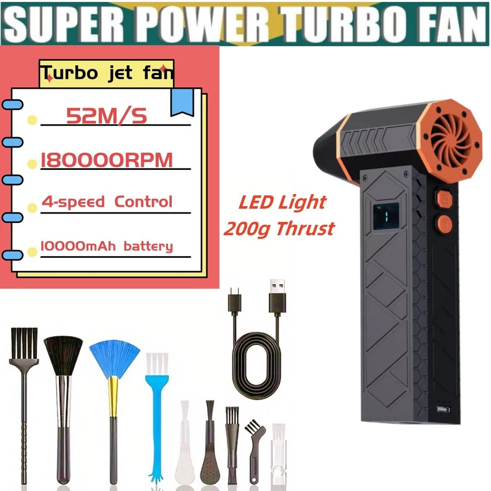 130000 rpm elektrický vzduchový dúchadlo digitálny displej Násilné turbo ventilátor Vysokokorýchlostného fúkania prachu prenosného prenosného turbo ventilátora