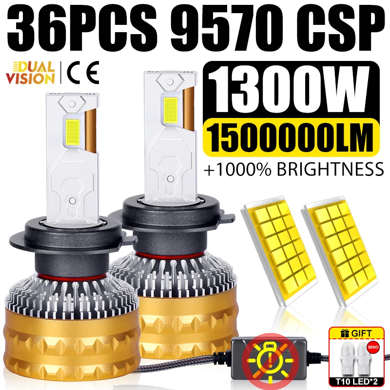 1300W H4 LED svetlomety 1500000lm Canbus Decoder CAR Svetlo H1 H7 H11 H9 9005 9006 9012 HB3 HB4 HIR2 36ks CSP CSP Chips Hmlové žiarovky
