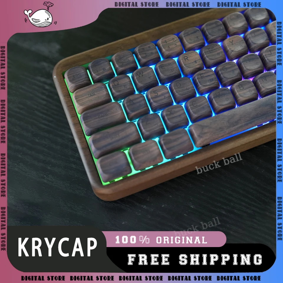 133 Klávesové drevo Walnut Wood Keycaps Drevené zrno päťstranné tepelné sublimácie MOA pre 61/64/68/100