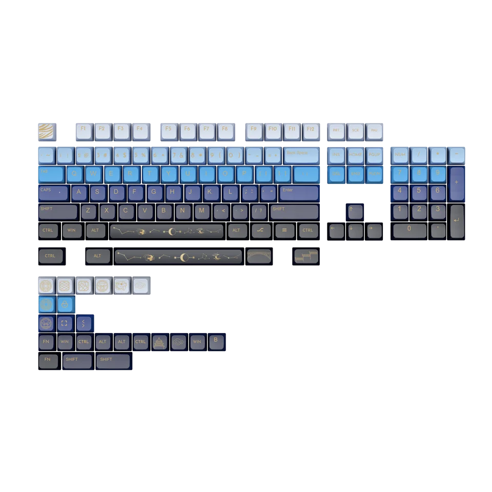 133 Klávesy/Set Moon Téma priesvitná DIY výška MDA PBT Keycaps pre spínač MX pre mechanickú klávesnicu Razer/Rog Azoth