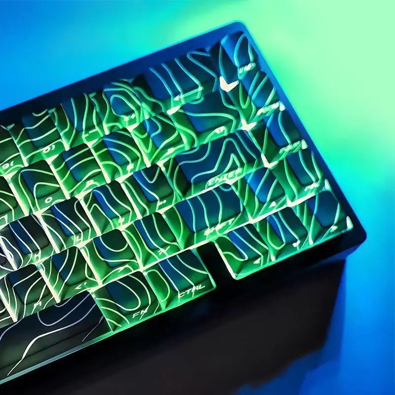 134 klávesov Black Topographic V3 3.0 Farbin-sub lesk cez kľúče na kľúče tlač PBT Keycap Cherry Profil pre MX Switches Klávesnica