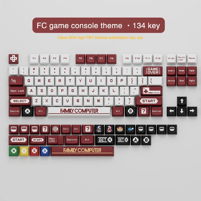 134 PBT Kľúčové čiapky Set XDA Profil pre mechanickú klávesnicu farbivo
