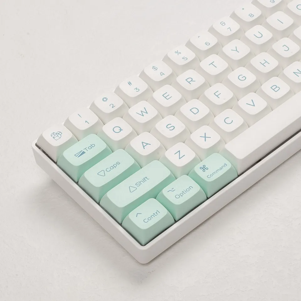 135 Klávesy ľadové kryštálové mäty Keycaps Profil XDA PBT Dye-Sub Key Cap pre čerešňový spínač DIY Rozloženie Ducky Mechanical Keyboard Cap