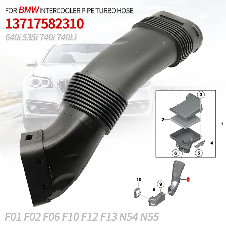 13717582310 pre BMW F01 F02 F06 F10 F12 F13 Vzduchová prívodná trubica N54 N55 640I 535I 740I 740LI Air Filter Cover Automatické príslušenstvo