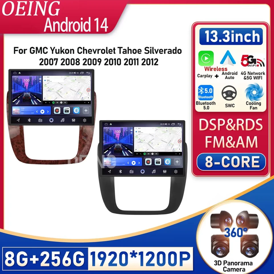 13inch Android 14 pre GMC Yukon Chevrolet Tahoe Suburban 2008 2009 2010 2012 2012 Multimediálny hráč Audio Gpsauto CarPlay BT