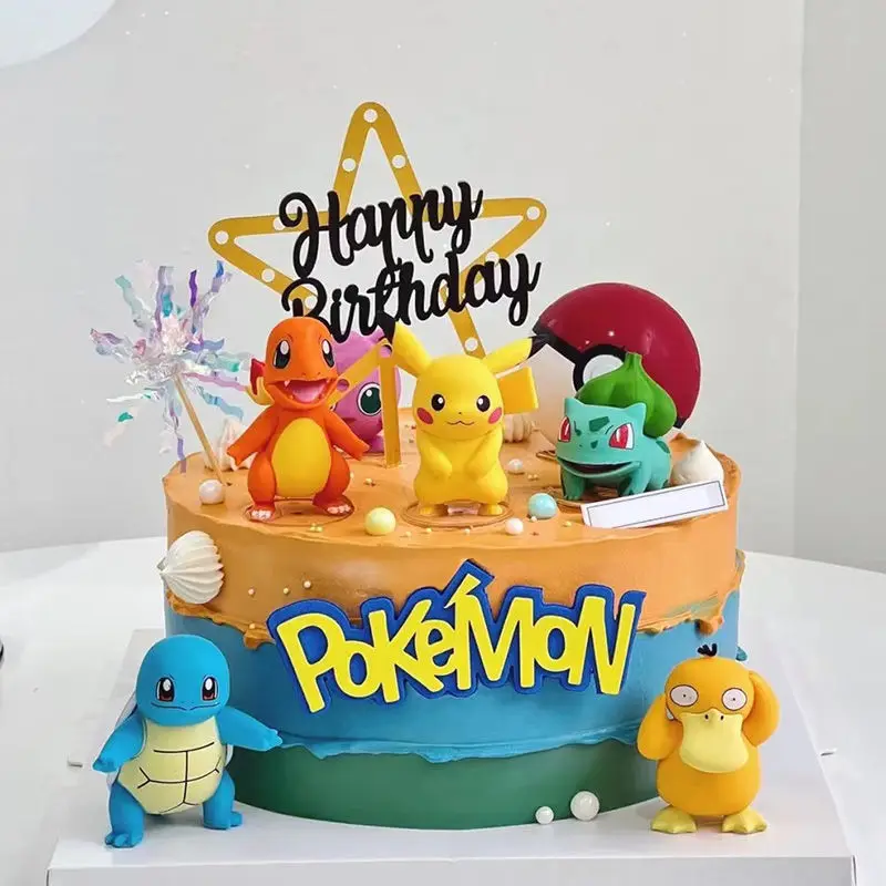13ks/set pokemon tortu topper anime figúrka Picachu Party Všetko najlepšie k narodeninám Pokemon Cake Decoration Dodávky ozdoby chlapec detský darček