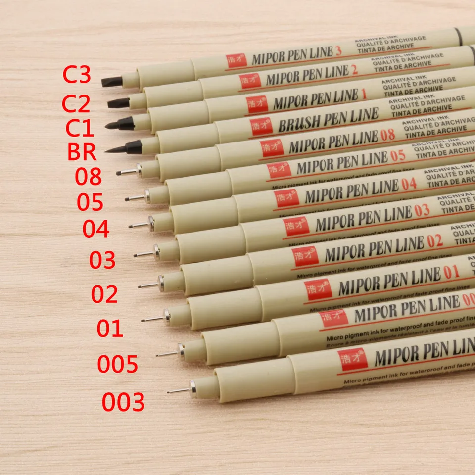 13pc set ihlové kreslenie pero voda proti vodnej náčrtu náčrtu karikatúry 003 005 01 02 03 04 05 06 08 BR G1 G2 G3 Art Markers
