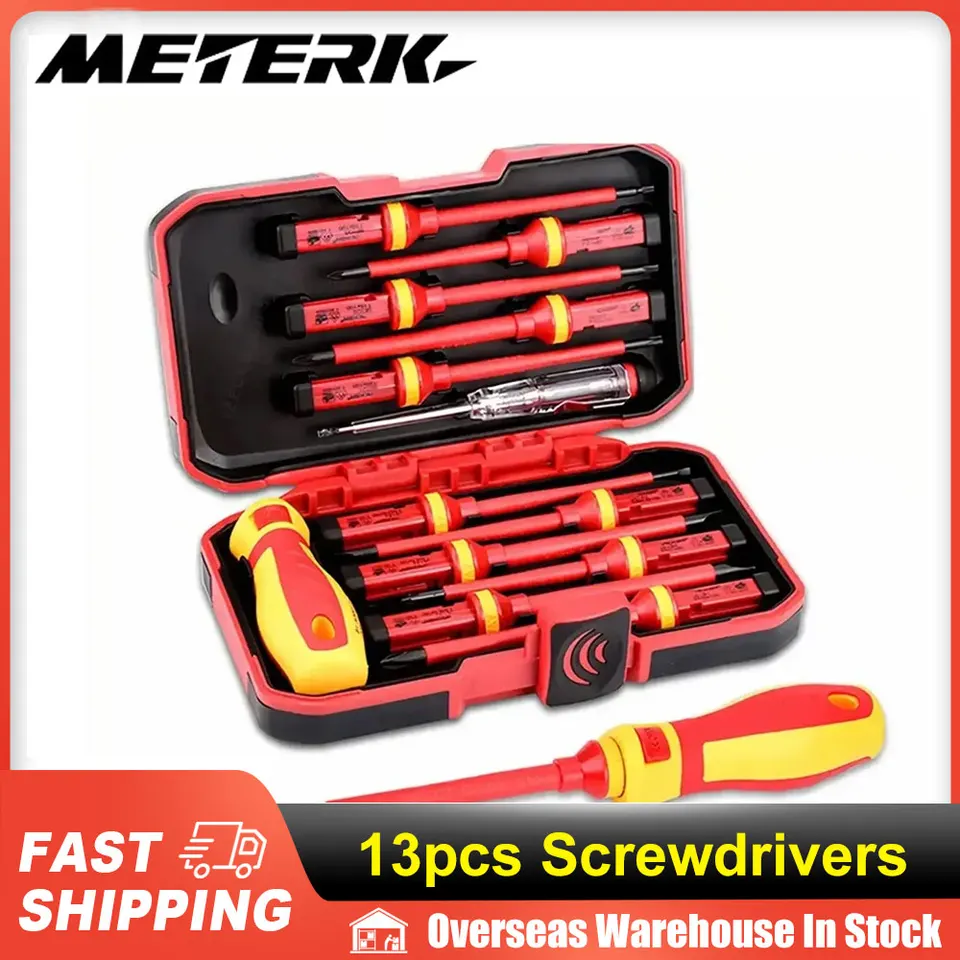 13pcs Izolovaný skrutkovač nastavený presný skrutkovač magnetické štrbiny Phillips Pozidriv Torx Bits pre elektrotechnikovú ručnú náradie