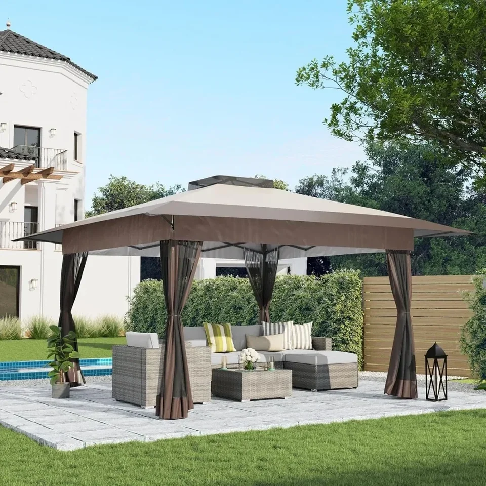 13'x13 'Pop -up altánok, vonkajší tieň vrchlíka s kovovým rámom siete komárov