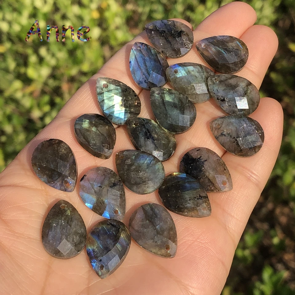 13x18 mm Prírodné 100% čierne čierne labradoritové kamenné kvapky Tvar prívesku voľné korálky pre šperky výroby domácich majstrov liečivý náhrdelník