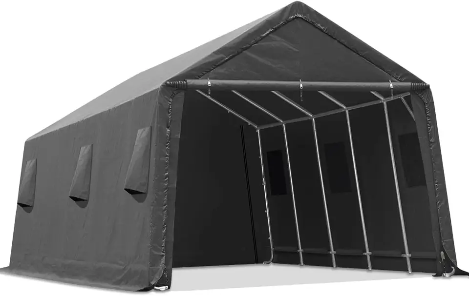 13x20 ft carport 2 Roll Up Dvere & Vents Outdoor prenosný úložný úložný úložný priestor Stan pre vozidlá pre vozidlá anti-UV sneh