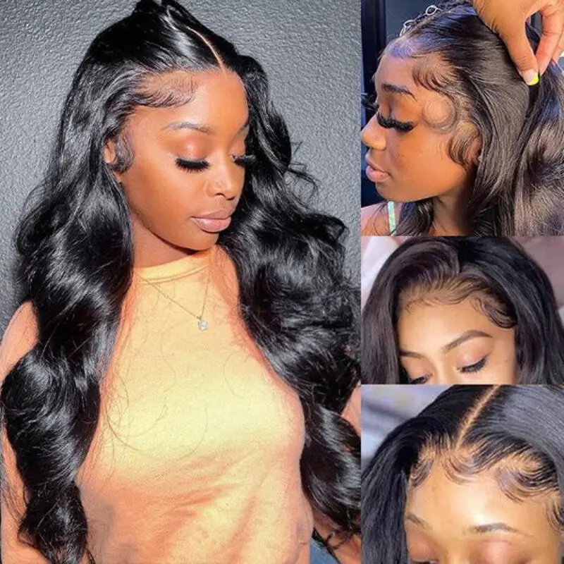 13x4 Body Wave Lace Lace predné parochne pre ženy 34 palcov 180% Hustota prírodné predkryté brazílske panenské vlasy s detskými vlasmi