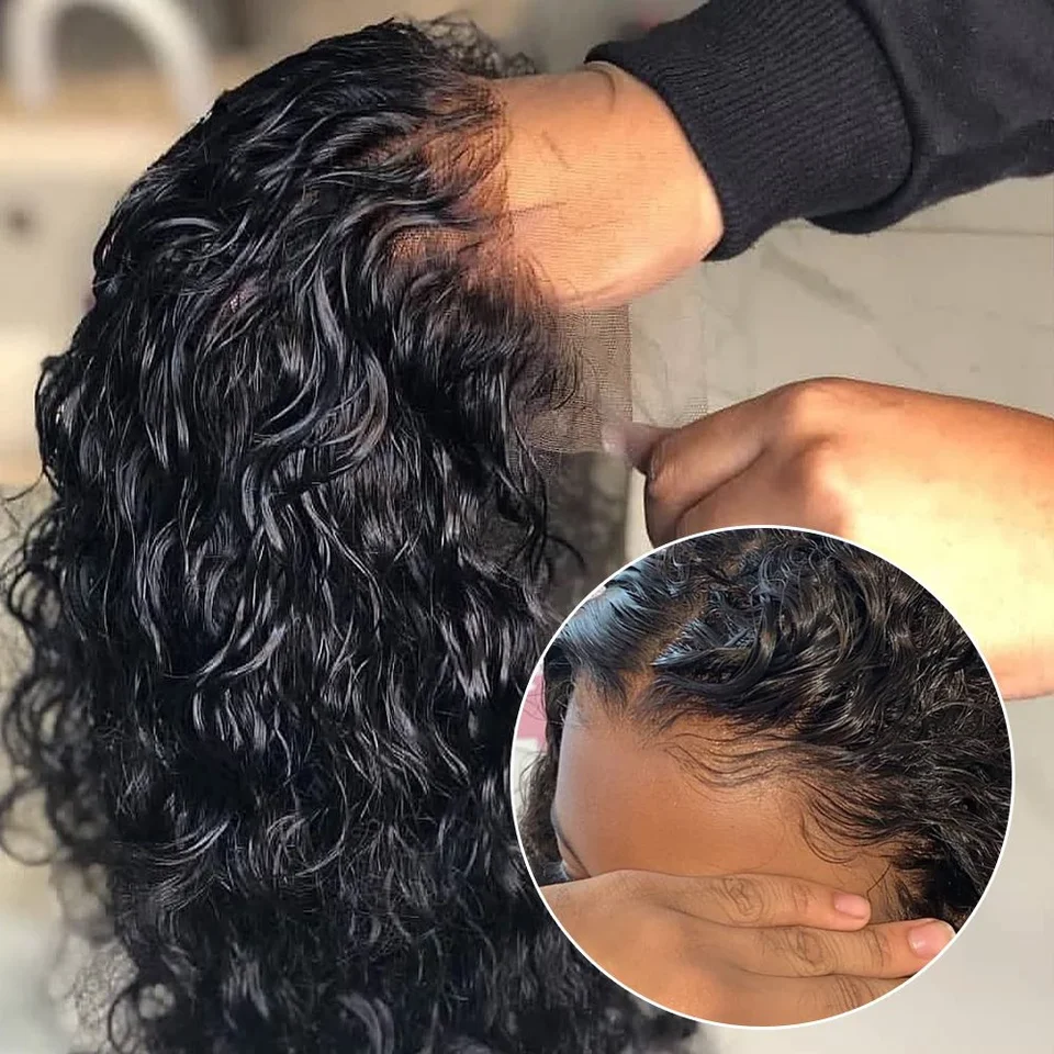 13x4 Deep Wave Curly Bob Parochňa ľudské vlasy Priehľadné čipkové čelné parochne Glueless Wave Wave Lace Parruques cheveux humins