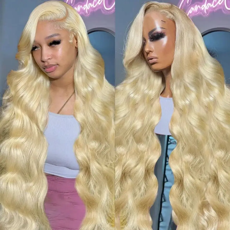 13x6 Body Wave HD 40 palcov 613 Honey Blonde Lace Čelné ľudské vlasy parochňa 250 Hustota Brazílska farba 13x4 čipka predná parochňa pre ženy