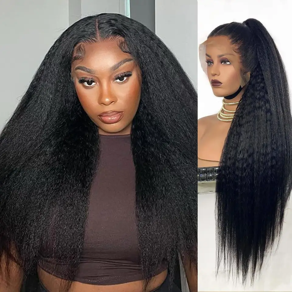 13x6 Kinky Straight Lace predné parochne ľudské vlasy 180% Hustota priehľadná čipka predné parochne Parochne ľudské vlasy jaki rovné parochne pre ženy