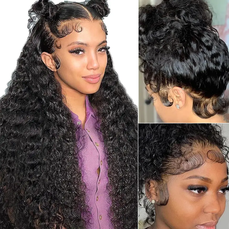 13x6 čipky čelné ľudské vlasy Wig Wig Wate Wave 34 palcov 360 Voda kučeravá remy Plné čipky predné parochne vopred preplachované pre ženy v predaji