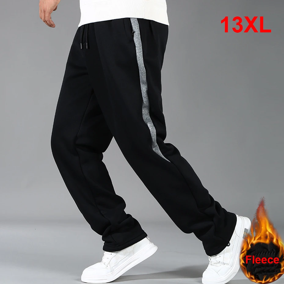 13xl plus veľkosť fleece nohavice muži zimné teplé hrubé nohavice módne neformálne nohavice elastické pásy jogger nohavice veľkú veľkosť 13xl