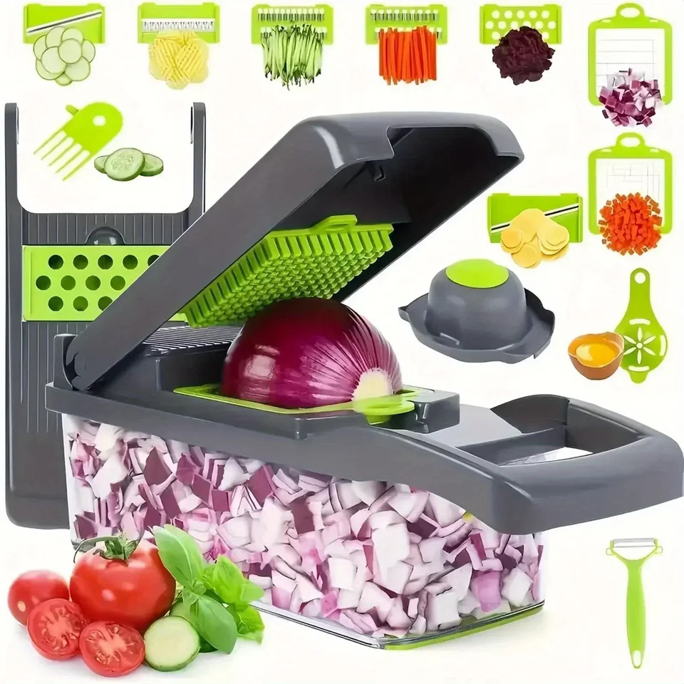 14/16 v 1 Multifunkčný zeleninový vrzák na rukoväte potravín Potravina Chopper Zelenina Slicer Dicer Cut kuchynské predmety Cocina