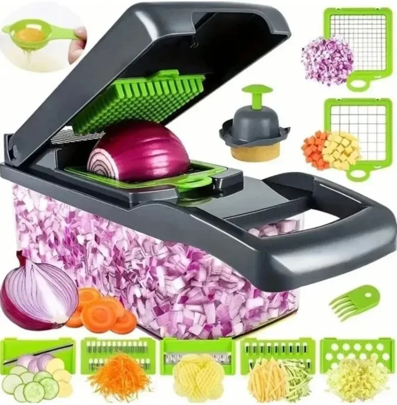 14/16 v 1 Multifunkčný zeleninový vrzák na rukoväte potravín Potravina Chopper Zelenina Slicer Dicer Cut kuchynské predmety Cocina