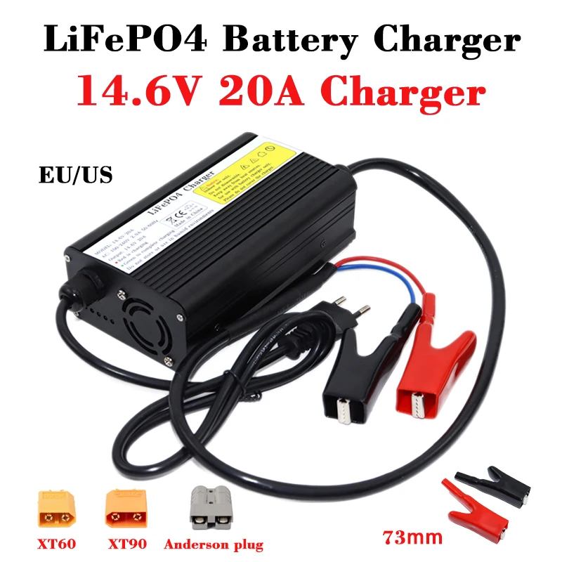14,6 V 20A LifePo4 Smart Charger 100-240V 4S 12V 20A High-Power Nabíjačka pre 12,8 V LifePO4 batériu s hliníkovým puzdrom ventilátor