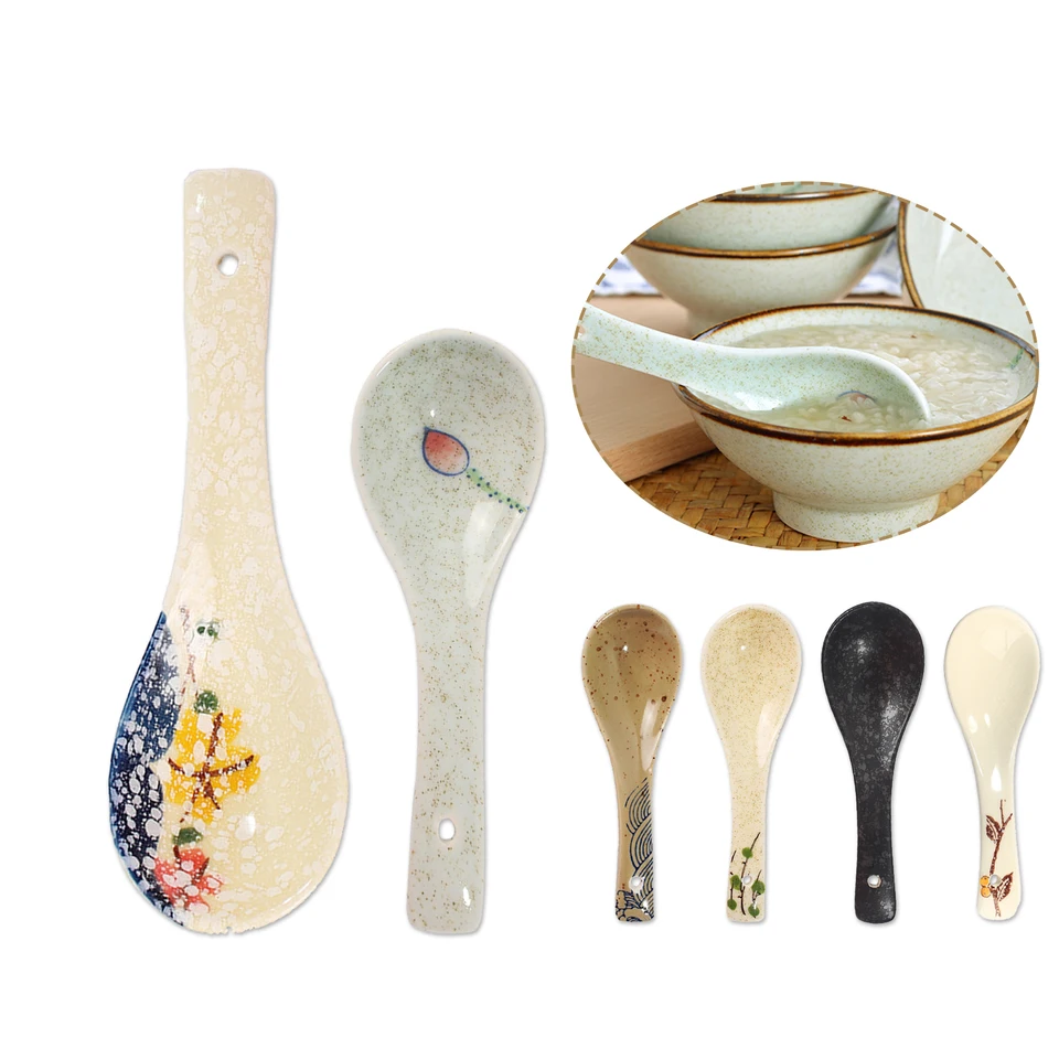 14 cm japonský retro keramický polievkový lyžica jesť ryžovú lyžicu kuchyň
