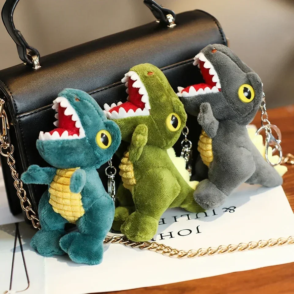 14 cm mini dinosaurus plyšové hračky s kľúče v taške Cute Tyrannosaurus pre deti deti narodeniny vianočné darčeky hračky