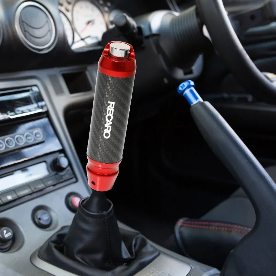 14 cm Recaro Gear Shift Gomb Červené uhlíkové vlákno Univerzálne automatické hliníkové prenosové prenosové pretekárske prepustenie