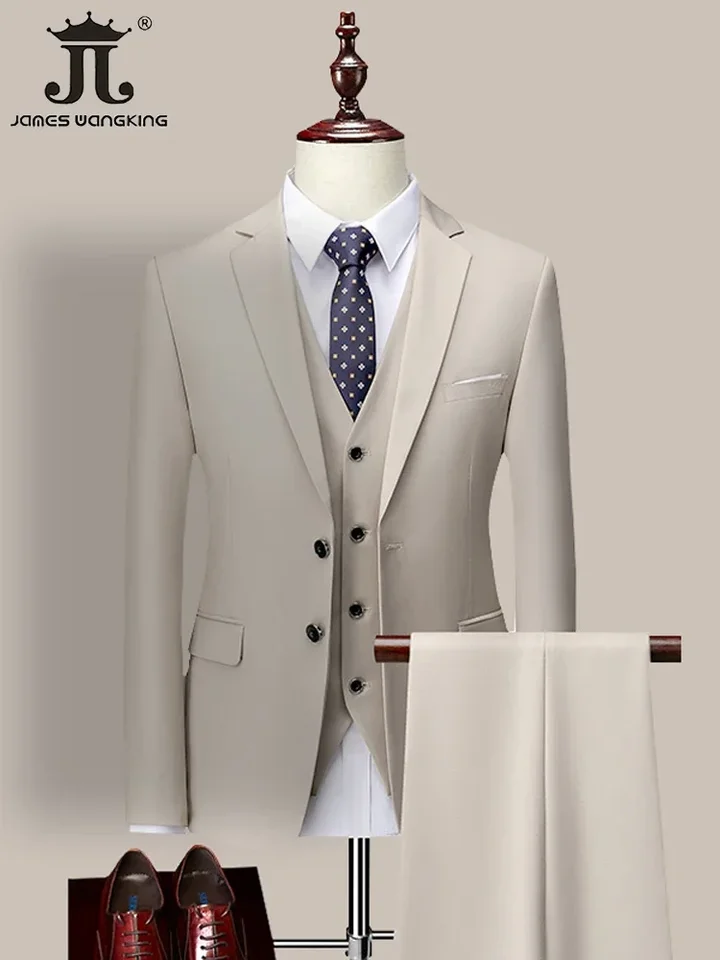 14 Color M-6XL (bunda + vesta + nohavice) High-end Formálna obchodná pánska oblek Trojdielne ženích Svadobné šaty Slidný farebný oblek