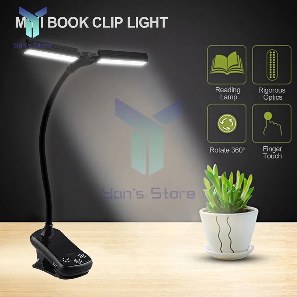 14 -klip na knihe Svetlo 3 farby 8 jas USB Nabíjateľné nočné svetlo prenosné prenosné čítanie Light Book Lamp Mini lôžko lampa