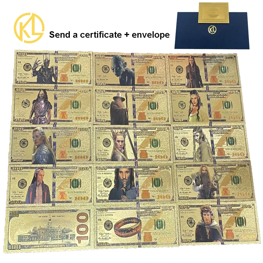 14 Krásne navrhnuté filmové prstene televízne seriály Zostava Gold Banknotes Collection Pamätné vianočné darčeky