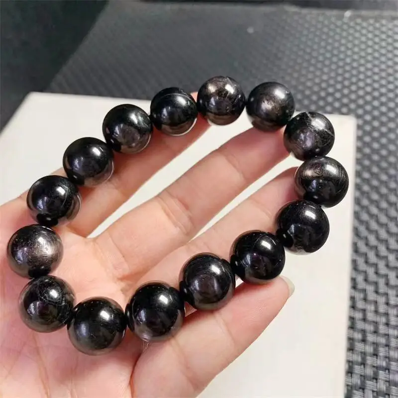 14 mm prírodný hyperststén náramok dominicana originálny čierny Silverstone Gemstone Gangle pre ženu pre darček