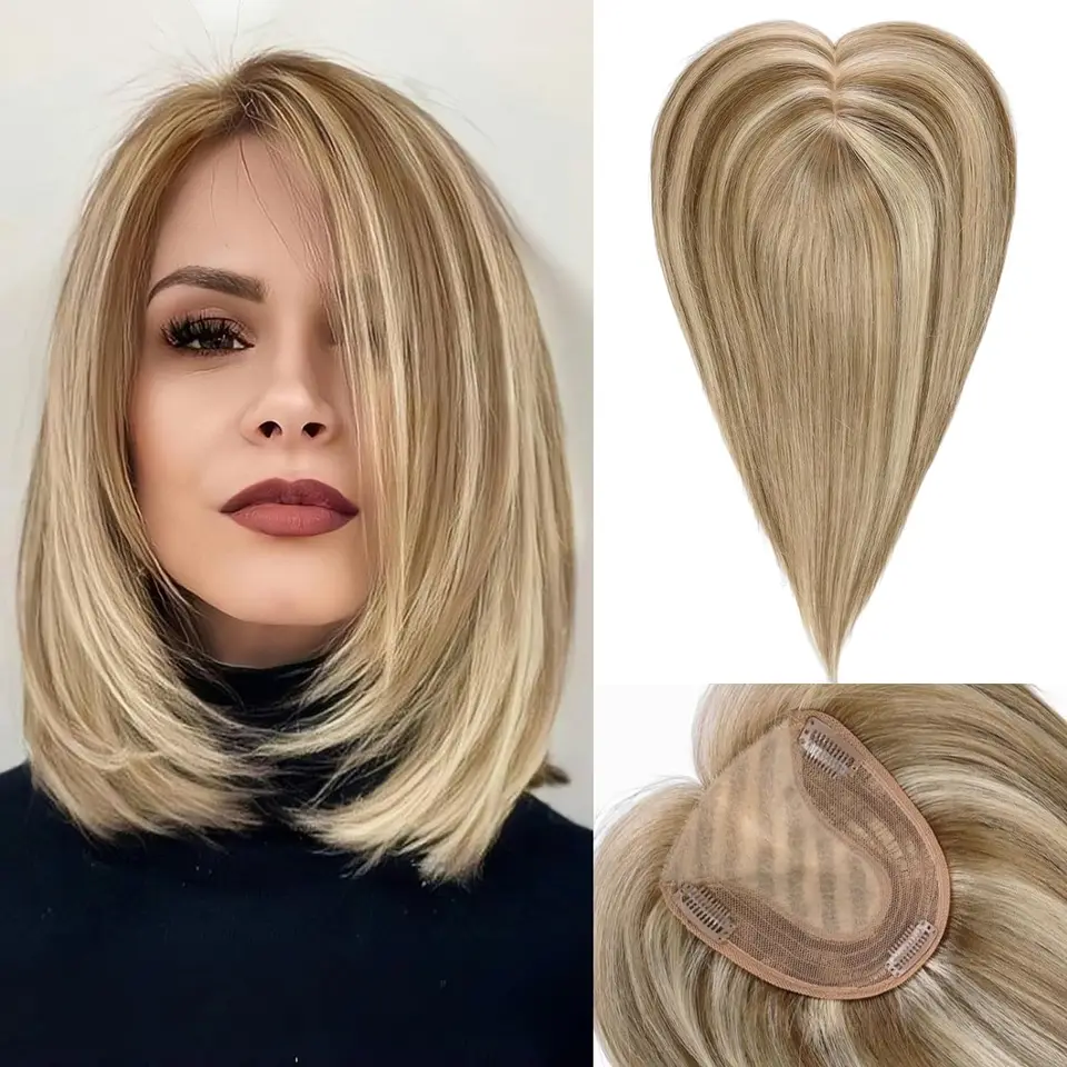 14 -palcové priame skutočné ľudské vlasy Topper No Bangs 5 ​​
