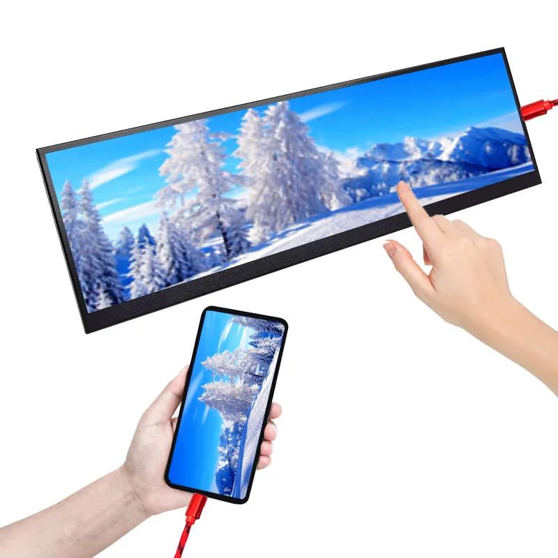 14-palcový strip dotykový monitor, 4K3840x1100ips, Game Console, obrazovka s priemyselným ovládaním, Win Raspberry Pi Android Phone, Type-C, AL