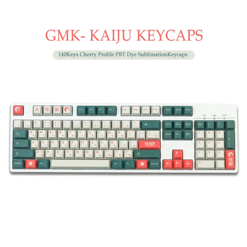140 klávesov GMK Kaiju Keycaps Cherry Profil Profil PBT Sublimation Mechanická klávesnica Keycap pre spínač MX s 1,75U 2U Shift