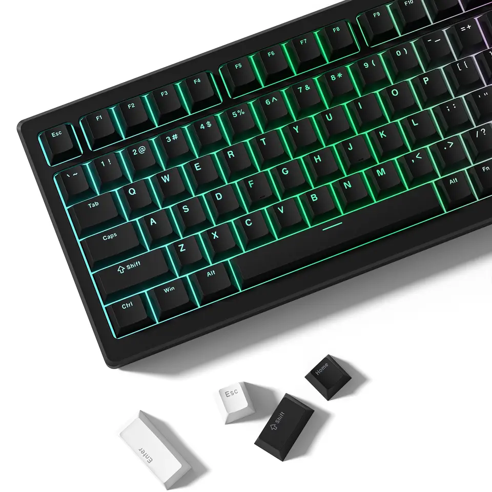 140 klávesov čierna biela pbt keycap least cez kľúče dvojitý profil brokovnice pre spínačy Cherry MX Mechanical Gamer Keyboard