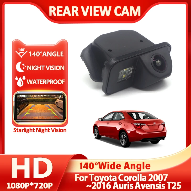 140 ° HD 1080p Zadný pohľad automobilu Nočné videnie Nočné videnie CCD CCD pre Toyota Corolla 2007 ~ 2015 2016 AURIS AVENSIS T25
