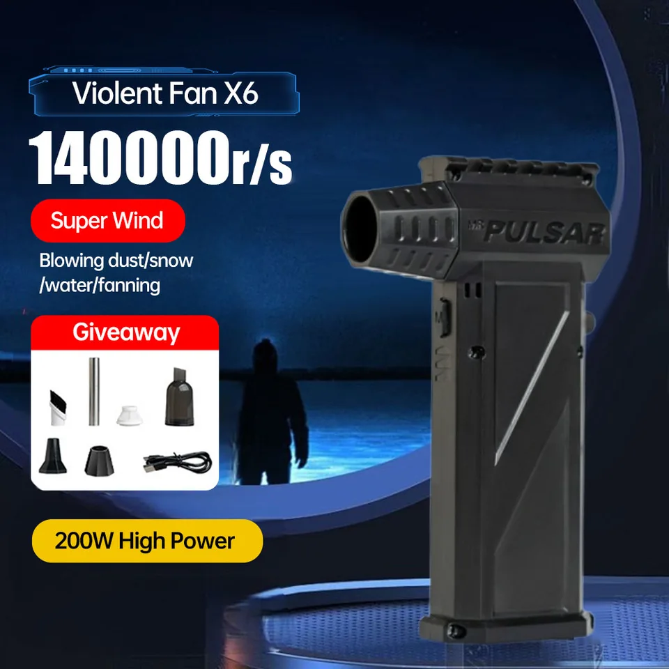 140000 ot./minpm Mini Turbo Jet Ventilátor rutiny turbo prúdového ventilátora s osvetlením LED 4500 mAh Vysokoúčinný cyklónový turbo elektrický dúchadlo