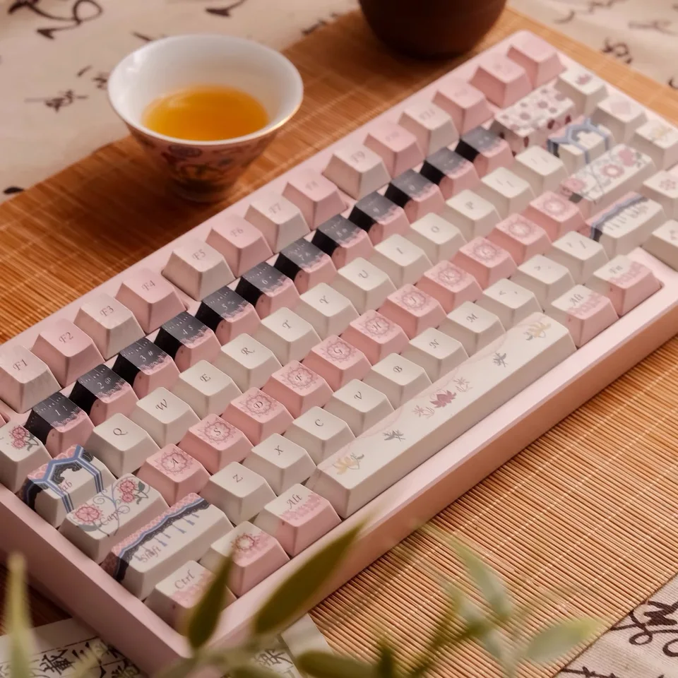 141 klávesov broskyňové kvety lúč porcelánové kľúče čerešňový profil PBT farbivo sublimačný kľúč