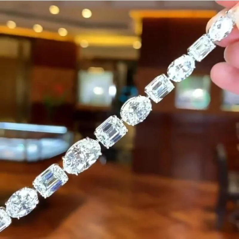 14k biele zlato laboratórium Diamond Bangle Bangle Bracelet Engagement Svadobné náramky pre ženy