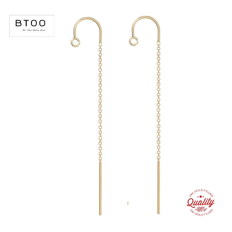 14k Zlato Plnené uší 1 pár 58 mm káblové reťazce U-threader W/Ring Gold Ear Wire pre šperky na výrobu náušníc