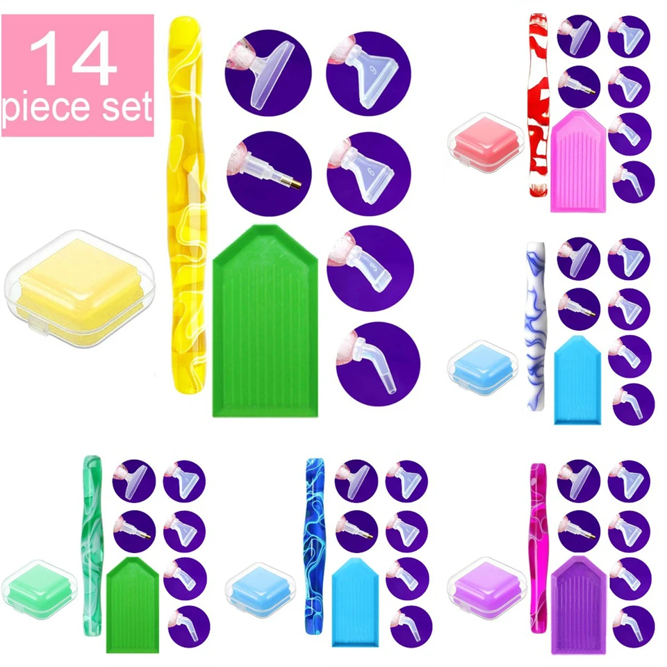 14ks Diamond Painting Letter Pen Set Nová ručná výmena živicovej výmeny 5D Pen vŕtačka TIP Tool Príslušenstvo