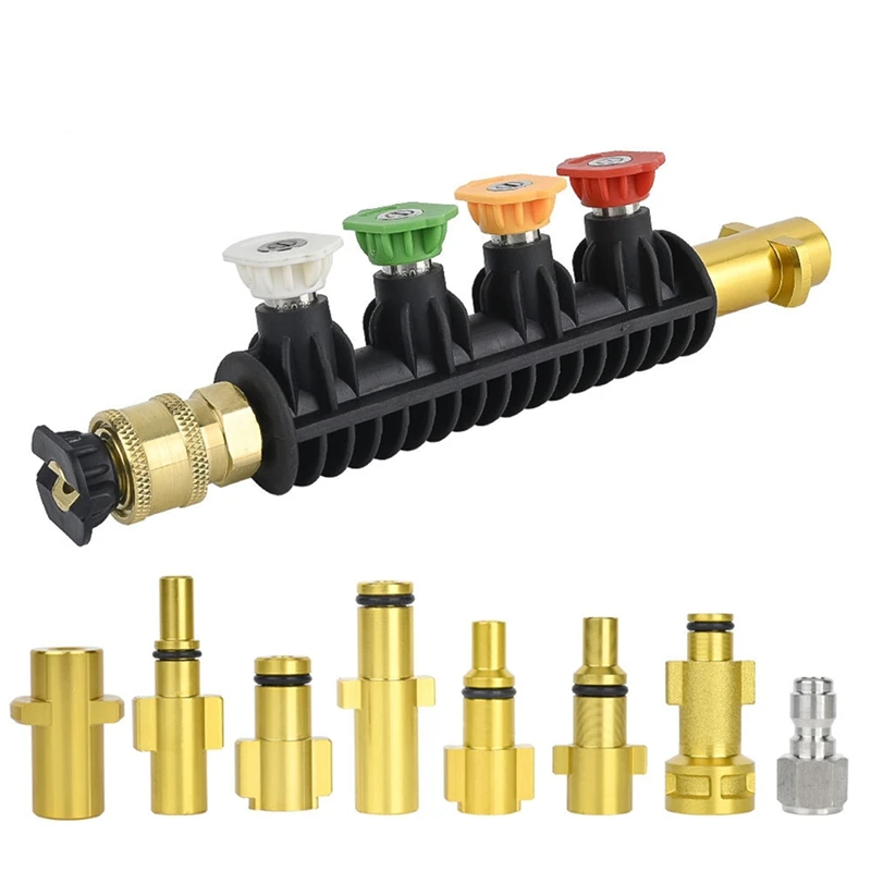 14ks vysokotlakové podložky Zbrusky Tips Tips Car Jet Washer Spray Gun Lance Tip Tip pre Karcher Black Deckeri Lavor