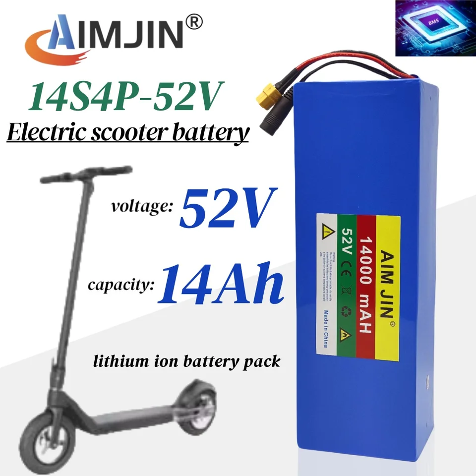 14S4P 52V 14AH 18650 Nabíjateľné lítiové batérie 14000 mAh vhodné pre vstavané BMS+58,8 V 2A