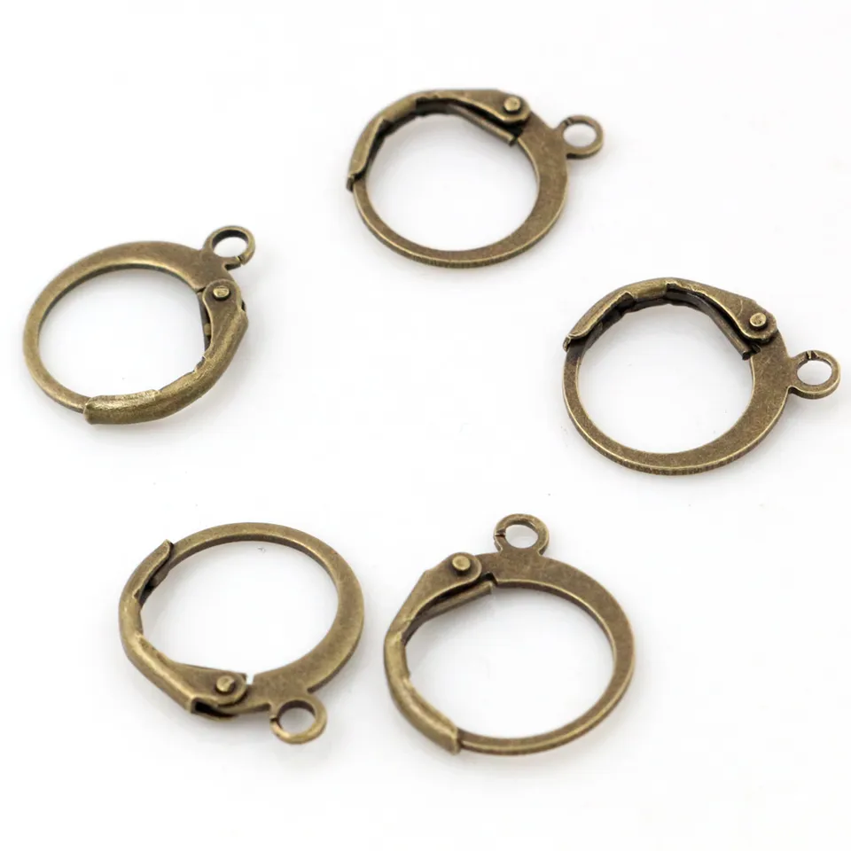 14x12 mm 30ks Vysoko kvalitné bronzové farby Poneté mosadzné francúzske náušnice Háčiky Nastavenia Drôty Základné celé predajné L4-45