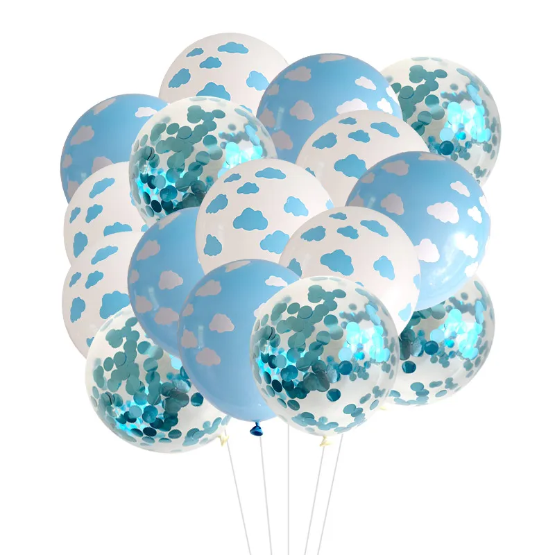 15/10ks modrý biely oblak latex Balóny Boy Lietadlo Téma narodeninová oslava konfetový balón pre bábätko Svadobné dekorácie Globos