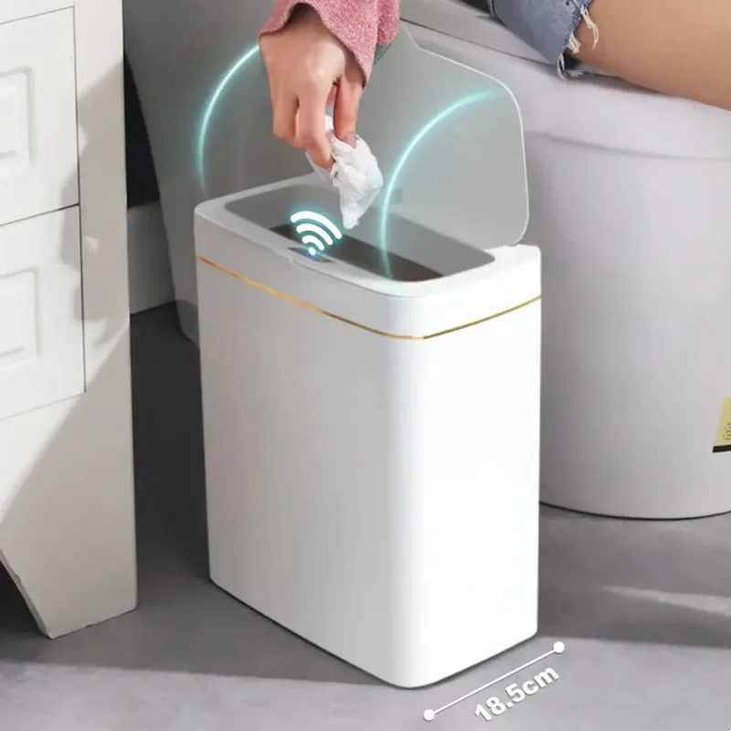 15/18L kúpeľňa Smart Sensor Trash Can Trysce Bucket pre kuchynskú toaletu nepremokavá úzka švná automatická odpadka