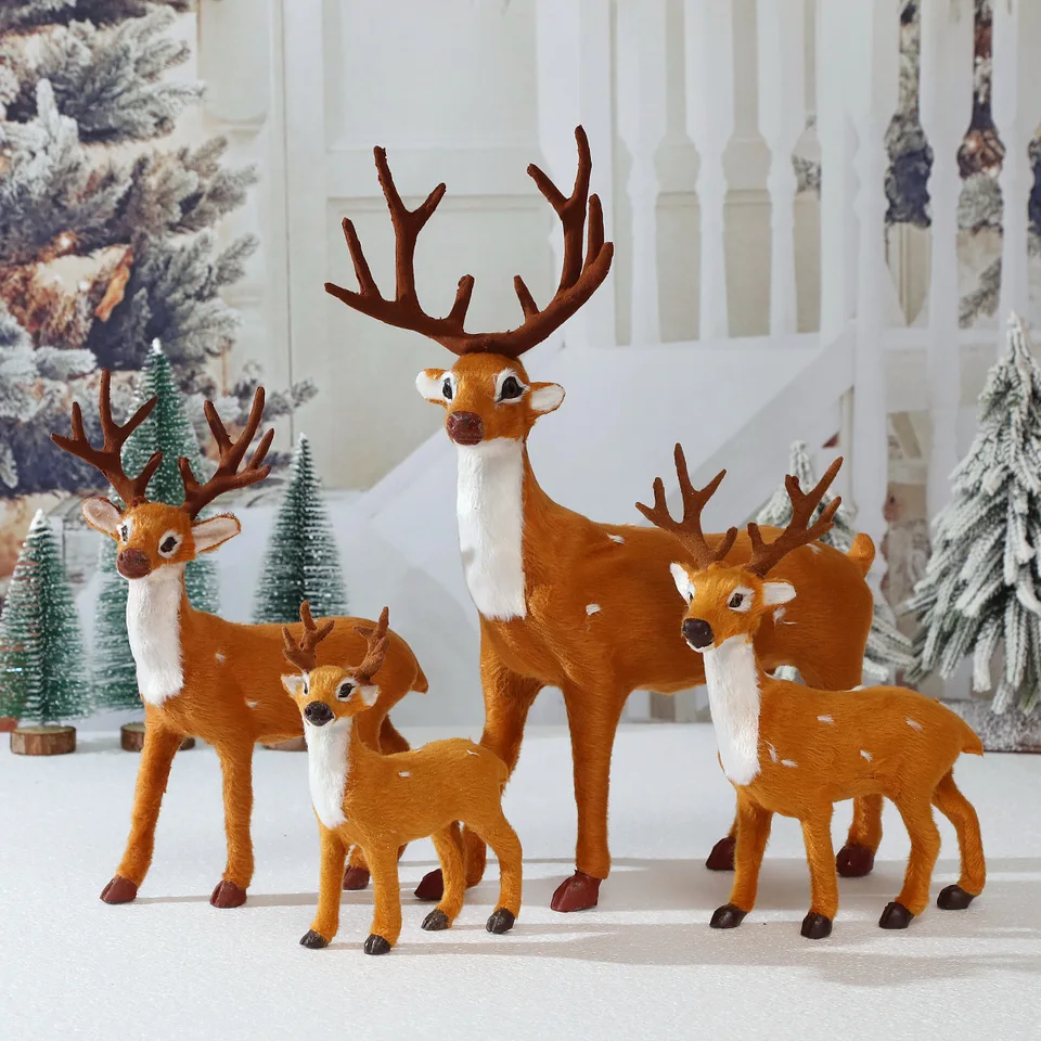 15/20/25/30/35 cm Simulácia Vianočný jeleň Elk Reindeer Figuríny Dekorácie rozprávkové záhrady Miniatúry vianočné večierky rekvizity