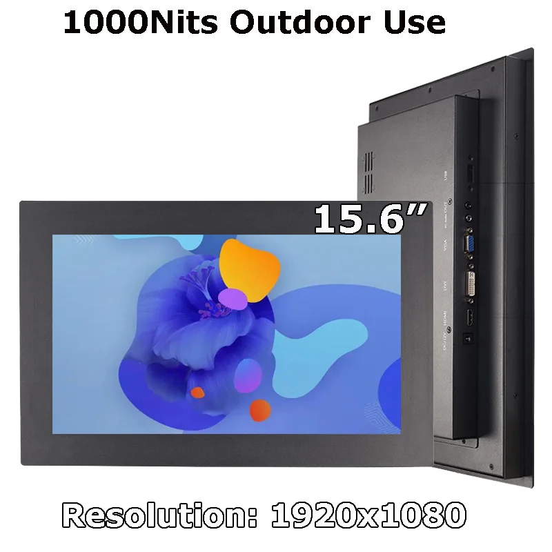 15,6 palca 1920x1080 HD MONT 1000 NITS Priemyselná dotyková obrazovka Monitor s rozhraním VGA HDMI USB