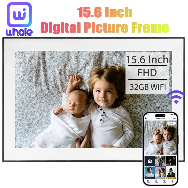 15,6 palcový digitálny fotorámik Smart WiFi Digital Picture Rám 32 GB Storage 1920*1080 IPS FHD Touch Automate s veľkou obrazovkou