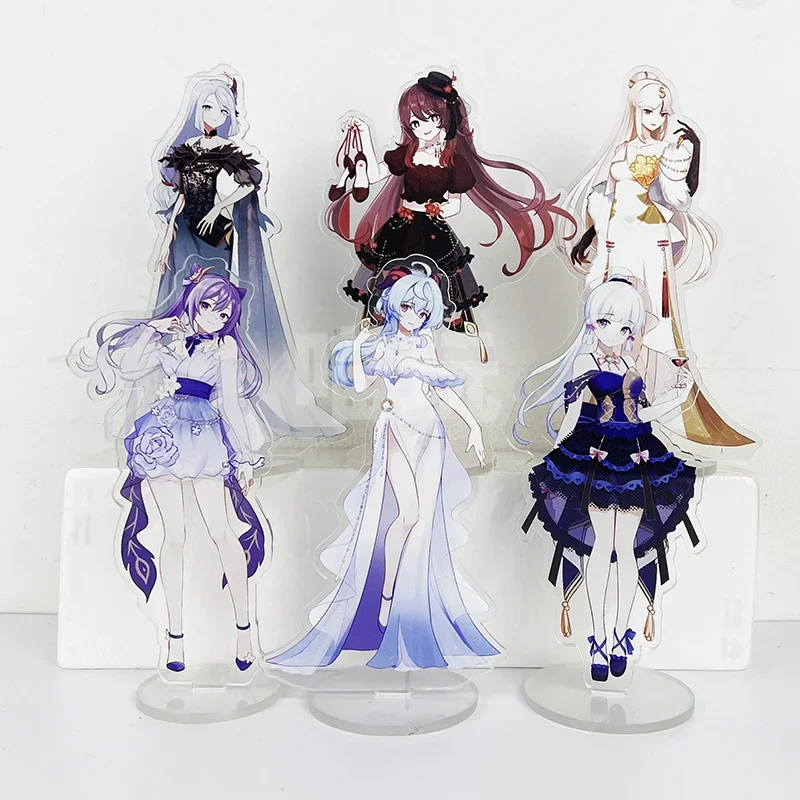 15 cm Anime Genshin Impact Hu Tao Ganyu Kamisato Ayaka Shenhe Keqing Ningguang Cosplay akrylové stojace značka maskot vianočný darček